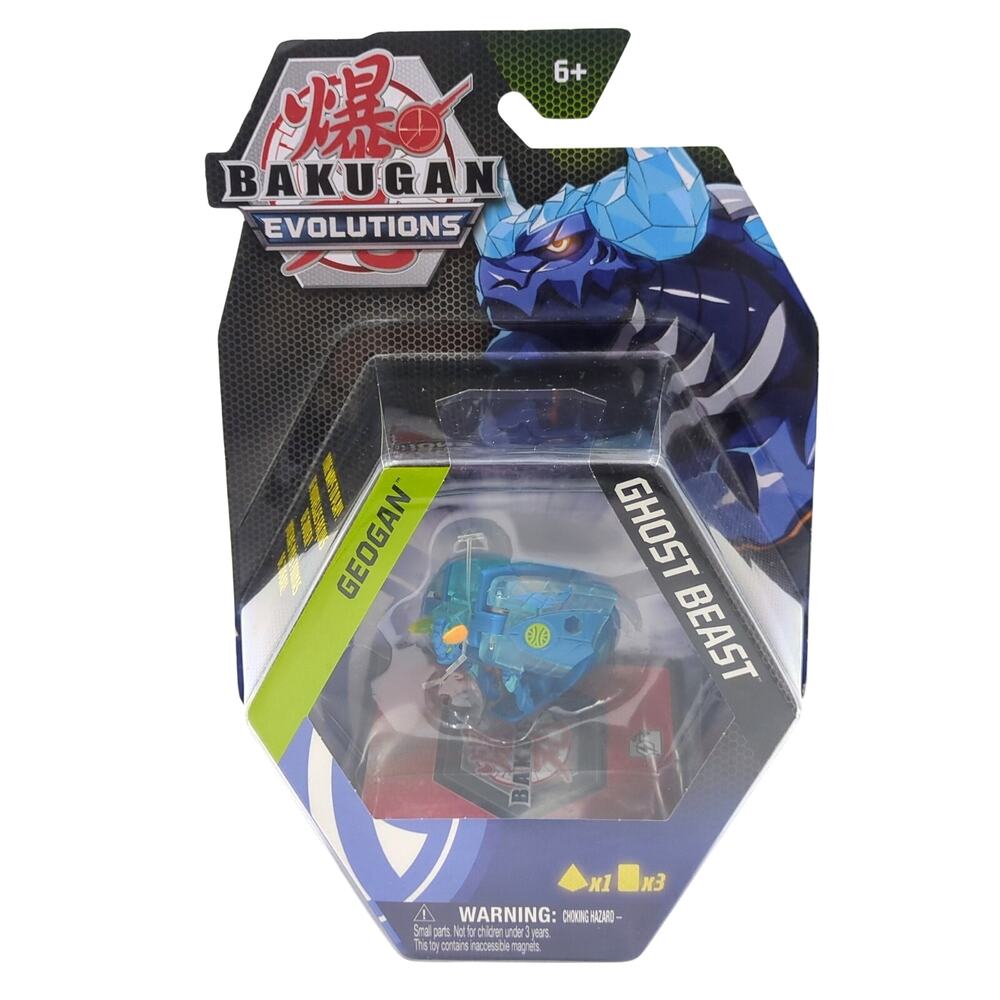 Bakugan Evolutions Geogan Ghost Beast Blue Action Figure With Ability Cards NIB